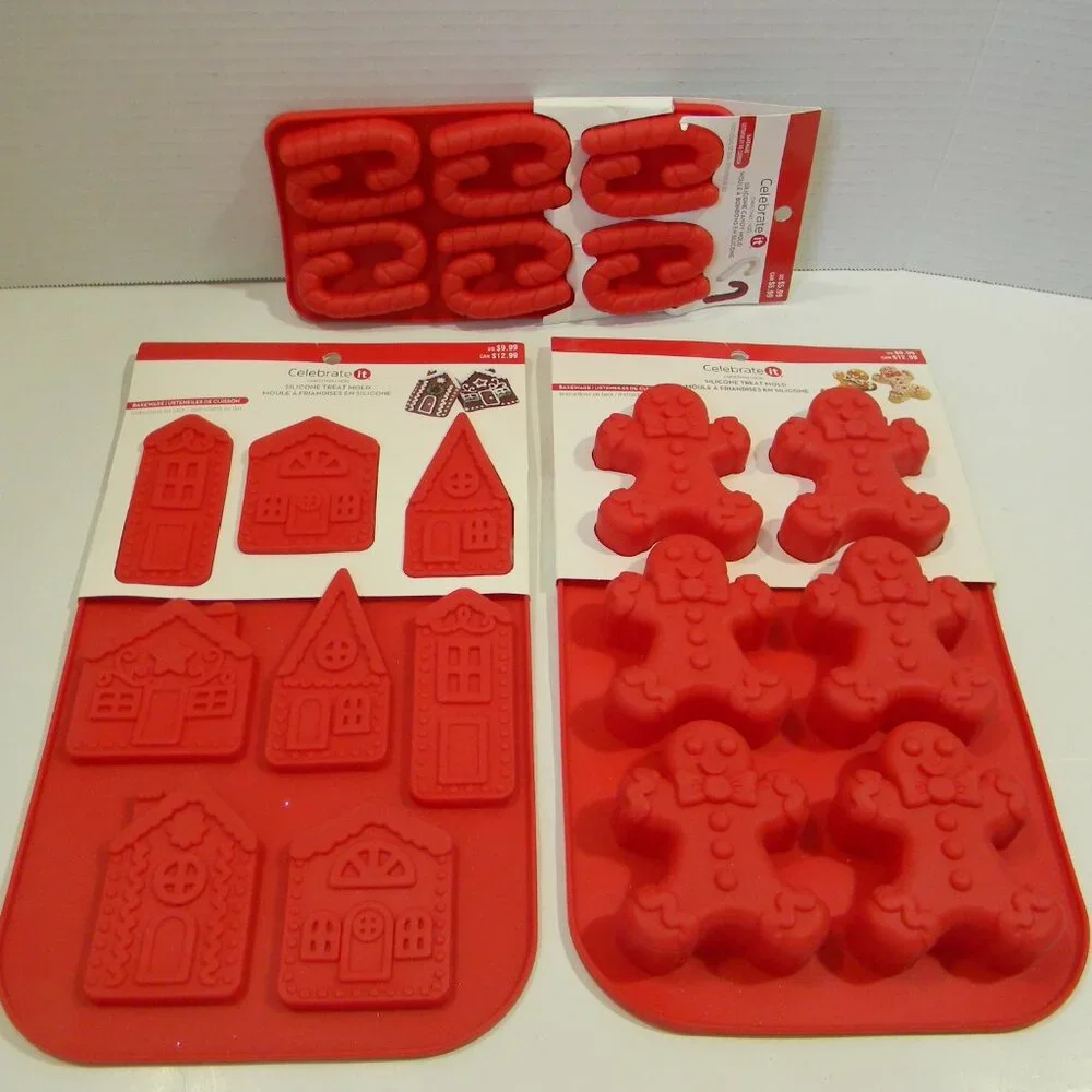 Candy Ice Chocolate Molds Christmas Fall Gingerbread Pumpkin Snowflakes NEW